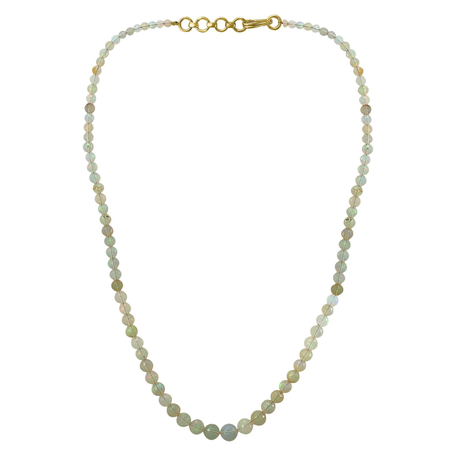 Natural Opal Faceted Bead Single Strand Necklace on Clearance Silver Clasp - 15