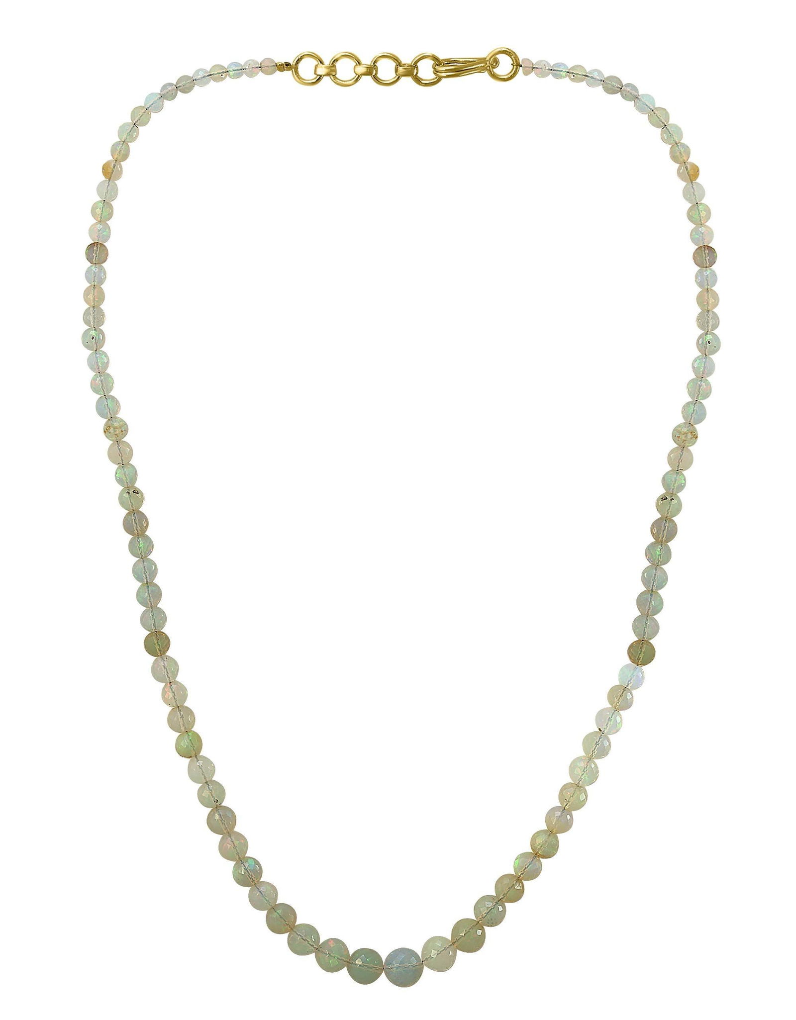 Natural Opal Faceted Bead Single Strand Necklace on Clearance Silver Clasp - 16