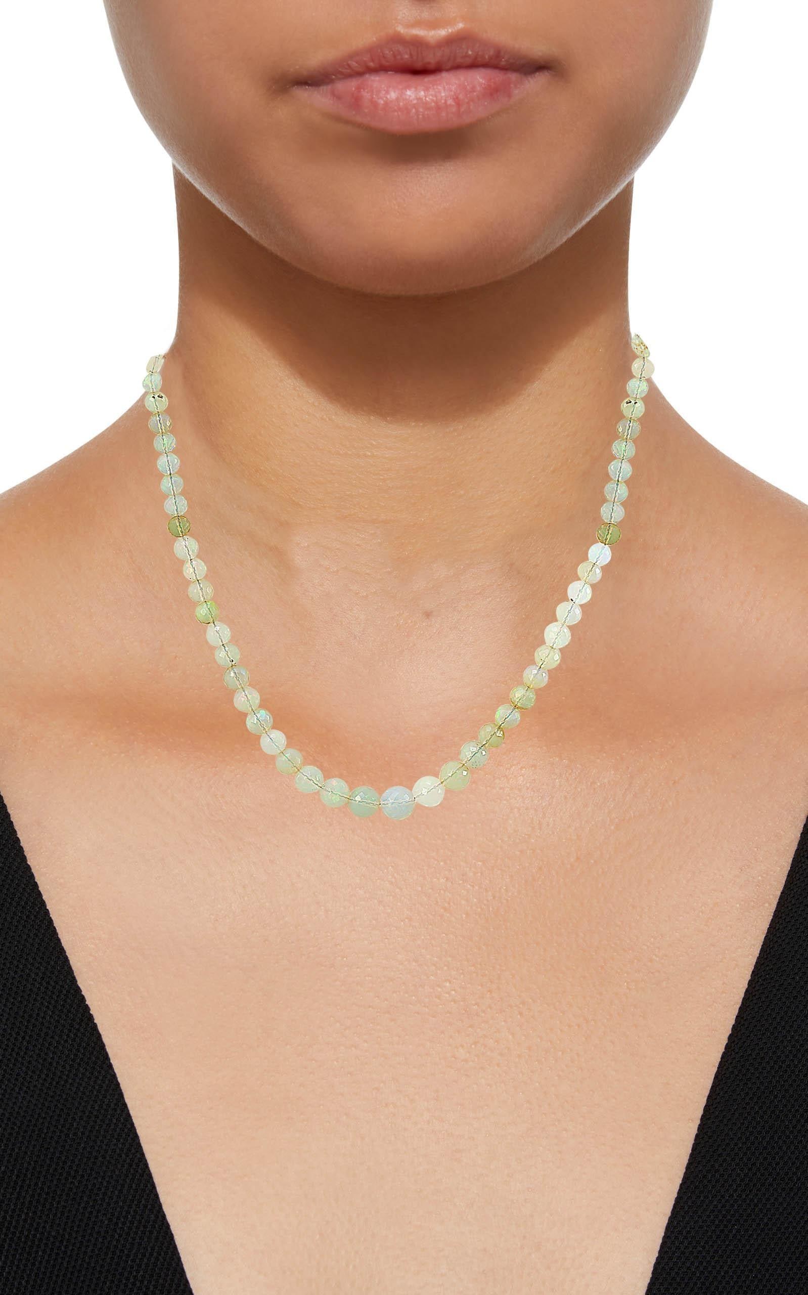 Natural Opal Faceted Bead Single Strand Necklace on Clearance Silver Clasp - 17