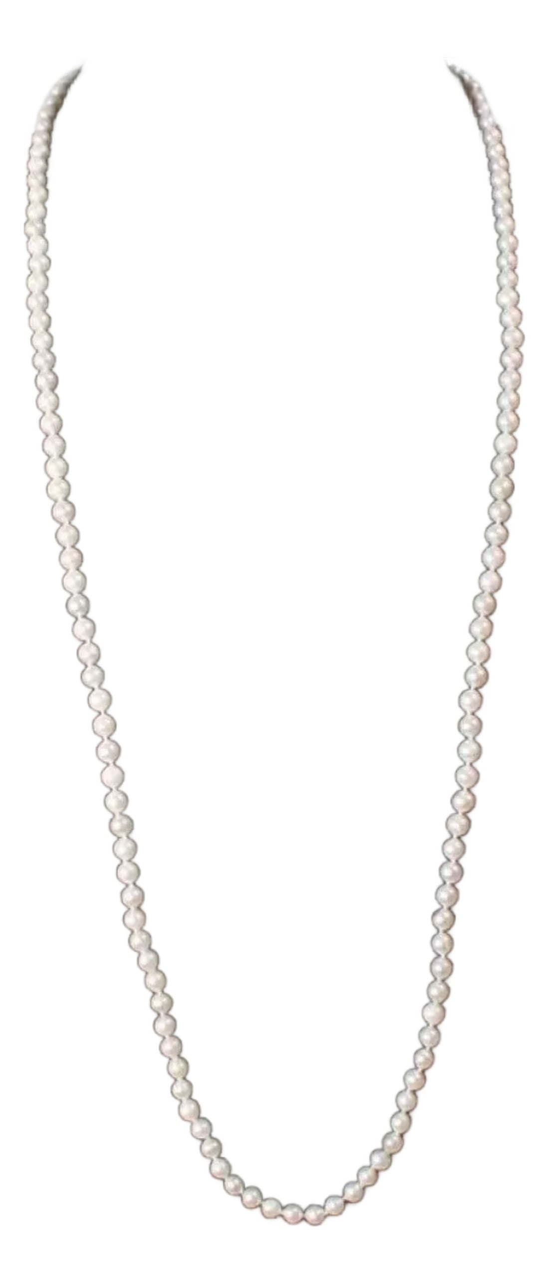 Fresh Water Round Pearl Single Strand Necklace, Opera Length: Fresh Water Round Pearl Single Strand Necklace, Opera Length 40 " measuring approx. 4.5 to 4.8 mm white color Length of Strand 40 inch PEARLS ARE AVERAGE 4.5 MM ALL PEARLS ARE WHITE COLOR NECKLACE IS