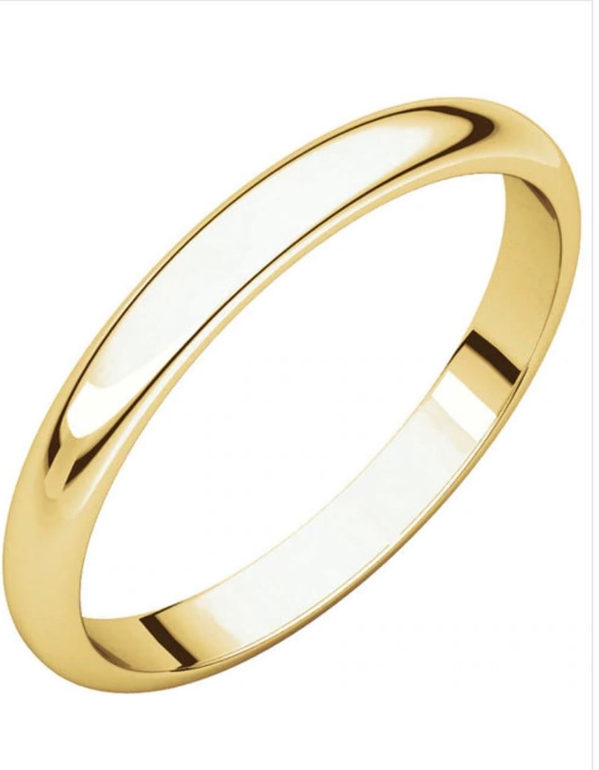 14 Karat Yellow Gold Half Round Classic Wedding Band Solid Ring - 18