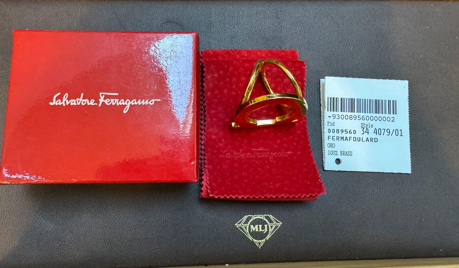 Salvatore Ferragamo Ganchini scarf ring gold Tone, Large Size - 12
