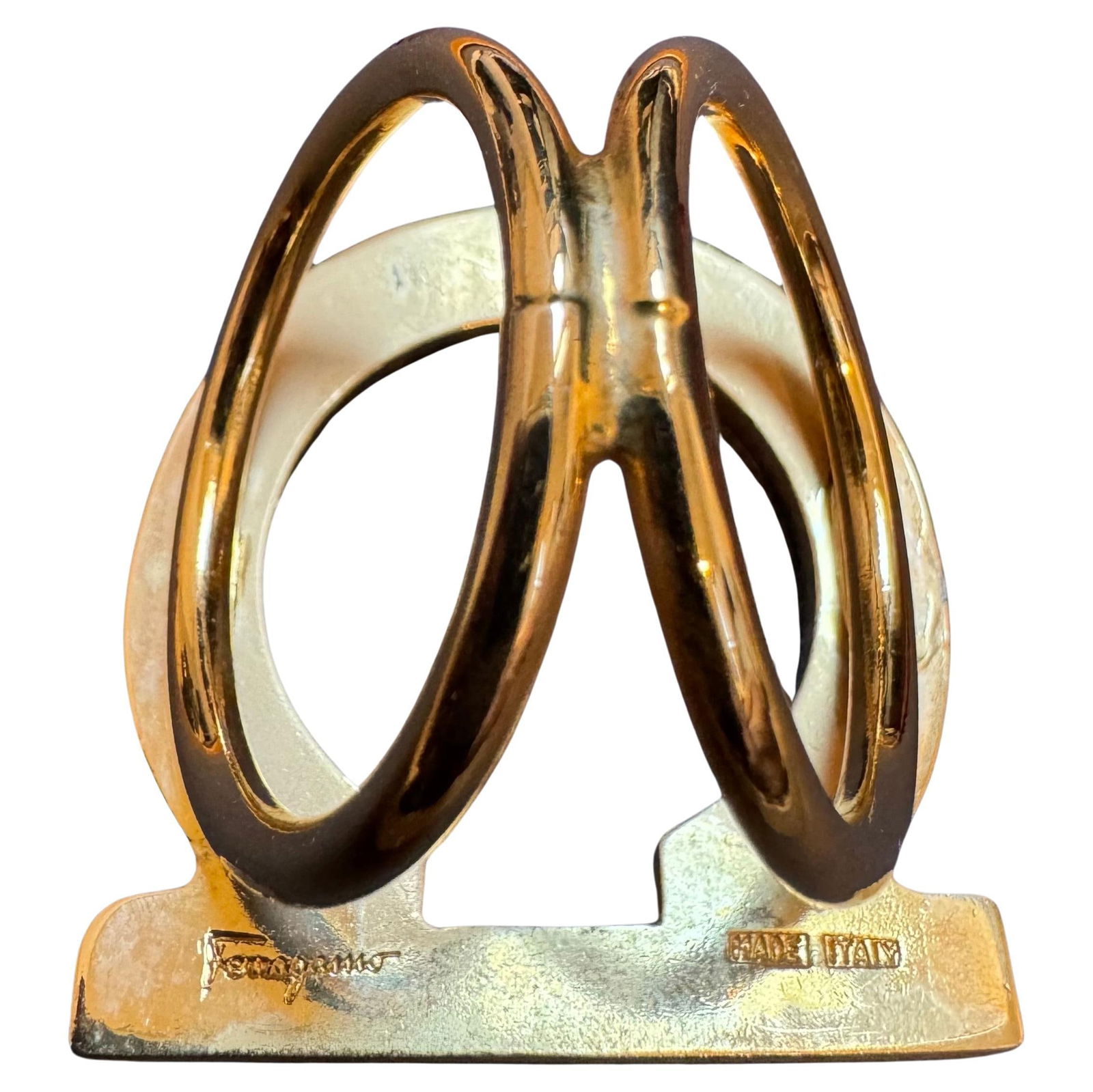 Salvatore Ferragamo Ganchini scarf ring gold Tone, Large Size - 15