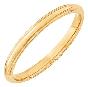 14 Karat Yellow Gold Half Round Classic Wedding Band Solid Ring, Size 8.25