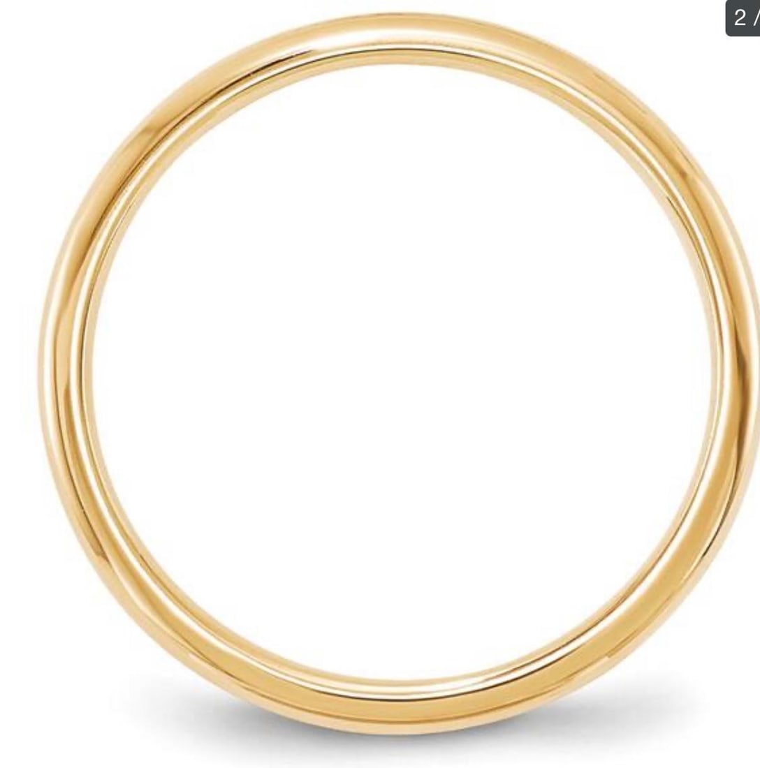 14 Karat Yellow Gold Half Round Classic Wedding Band Solid Ring, Size 8.25 - 5