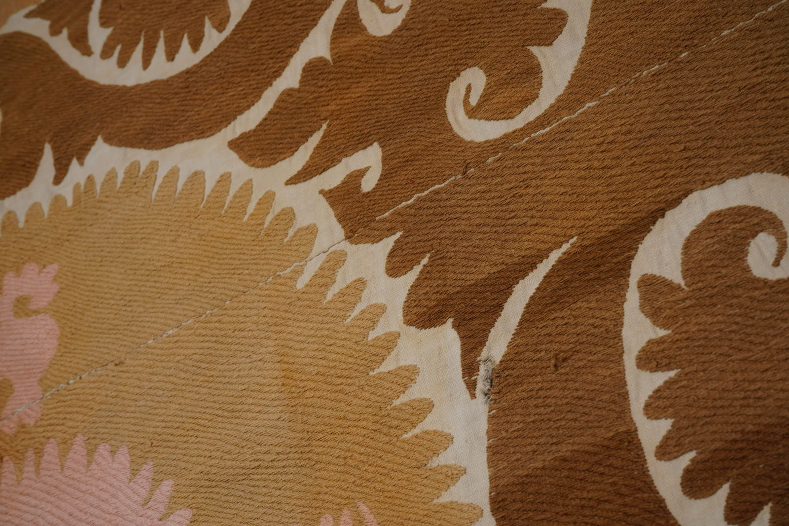 Brown & Beige Suzani Wall Hanging - Tribal Tapestry 8'5'' X 10'8'' - 7