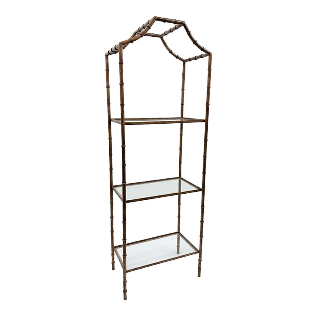 Vintage Hollywood Regency Gilt Faux Bamboo Étagère: A Statement of Lasting Elegance -: Imagine the light catching the rich, custom gilt finish of this magnificent piece, casting a warm, confident glow across your most treasured possessions. This vintage étagère is a study in l