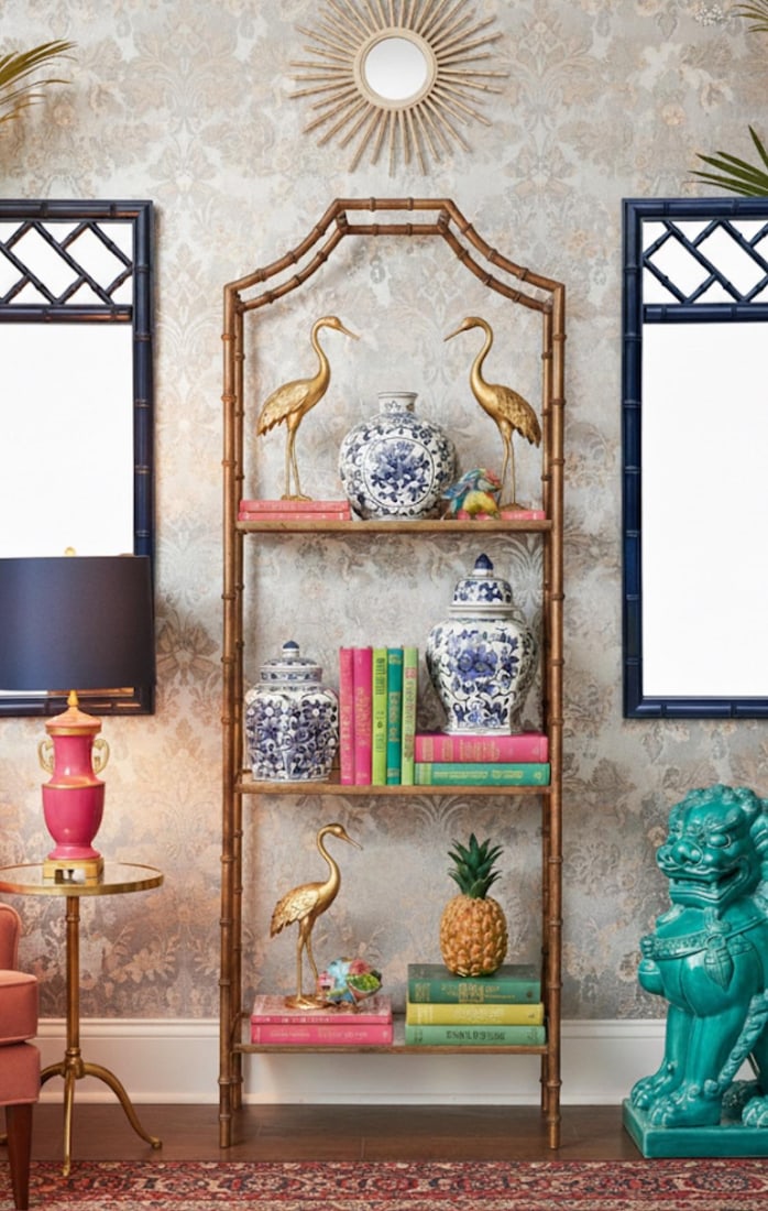 Vintage Hollywood Regency Gilt Faux Bamboo Étagère: A Statement of Lasting Elegance - - 2