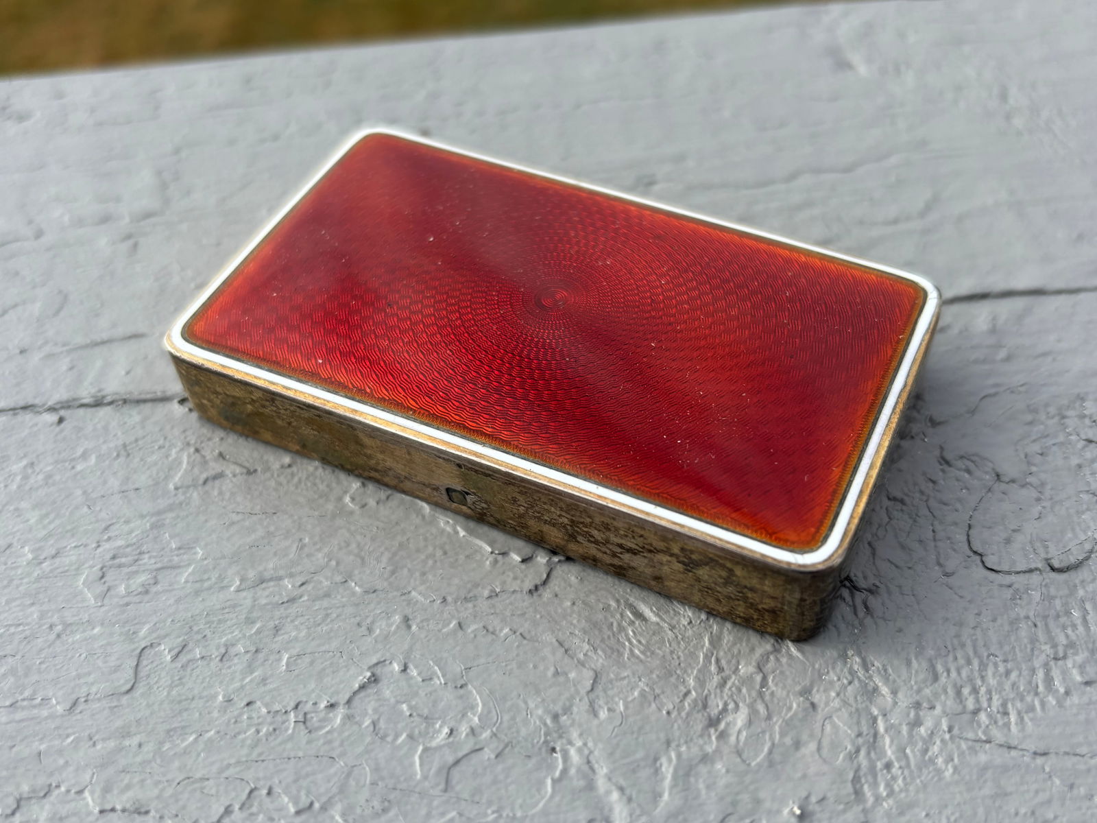 19th C. Red Guilloche Enamel, Sterling and Crystal Vessels - Set of Three - 9