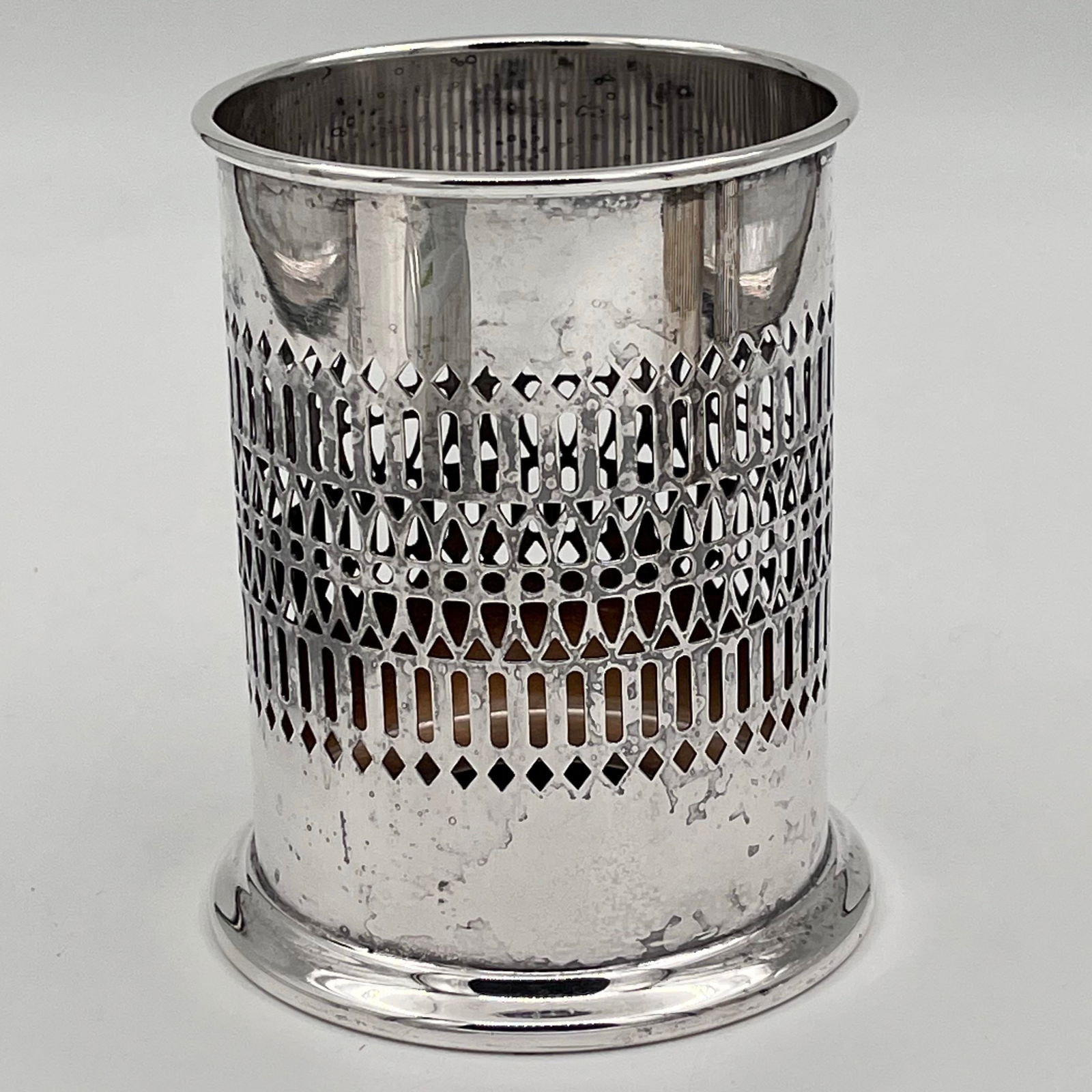 Mid 20th Century Mid-Century Sheffield Silver Co. Silverplate Pierced Wine Bottle Holder - 10