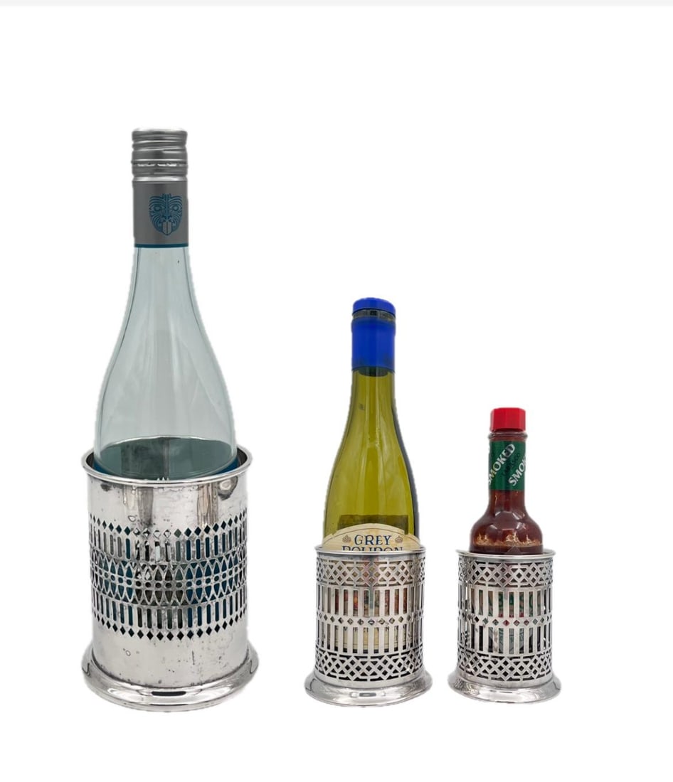Mid 20th Century Mid-Century Sheffield Silver Co. Silverplate Pierced Wine Bottle Holder - 11