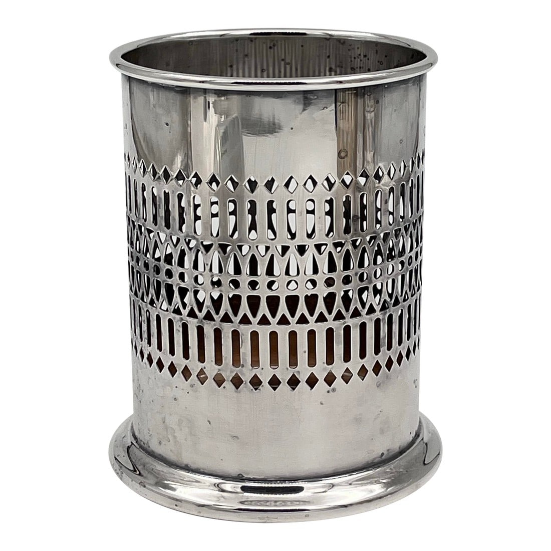 Mid 20th Century Mid-Century Sheffield Silver Co. Silverplate Pierced Wine Bottle Holder (1 of 11)