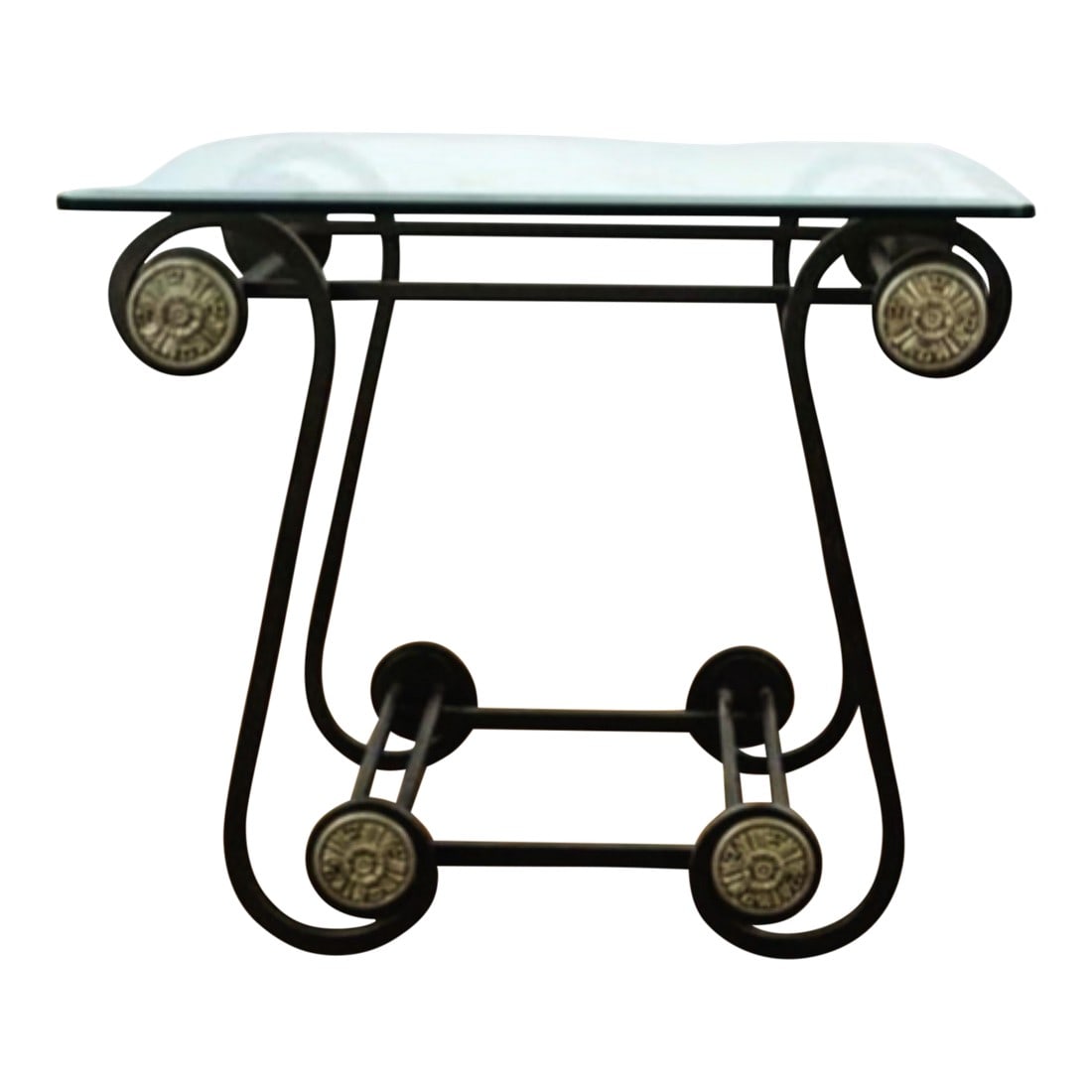 1970s Vintage Wrought Iron & Glass Side Table (1 of 4)