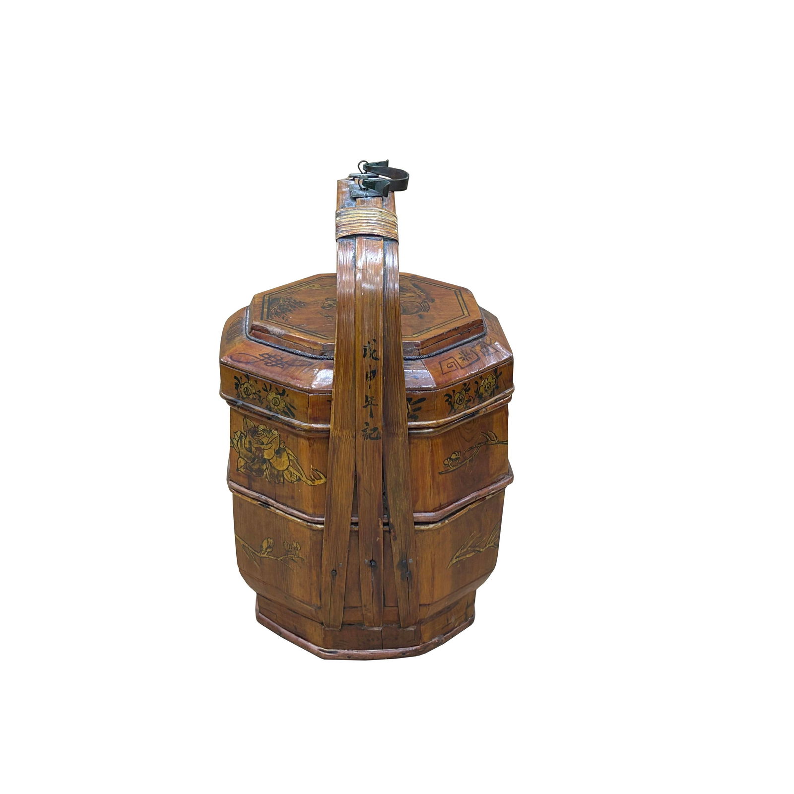 Vintage Oriental Octagonal Golden Graphic Stack Wedding Basket Display - 4