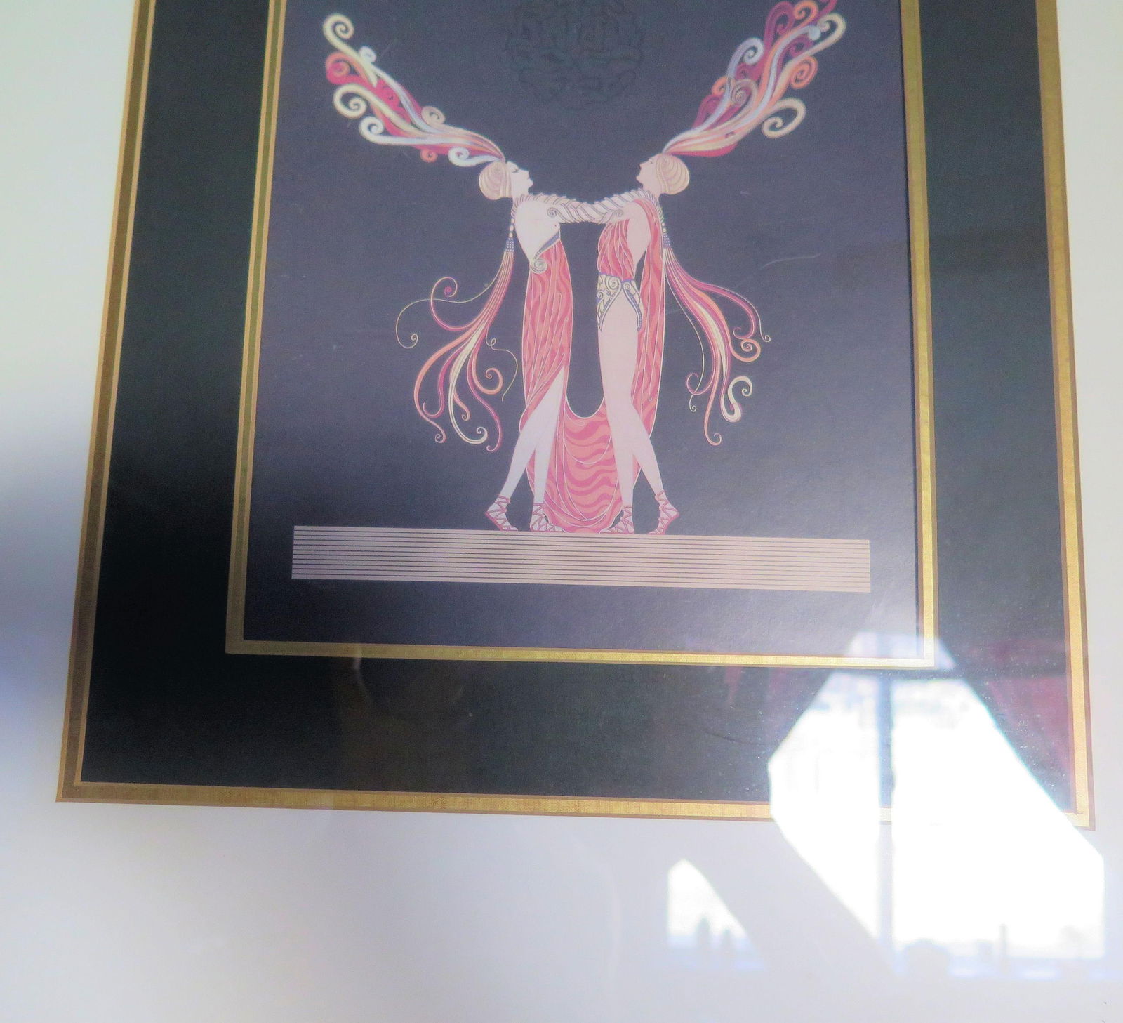 Artist Ert'e Art Deco Litho of 2 Women in Stylized 1920's Dress - 2