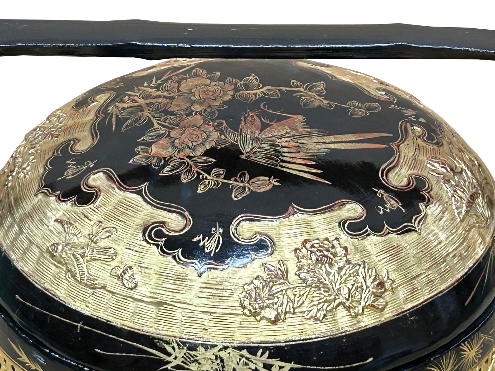 Vintage Oriental Black Golden Graphic Stack Wedding Basket Display - 17