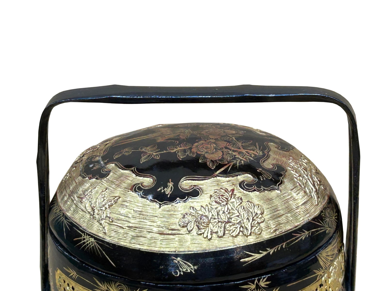 Vintage Oriental Black Golden Graphic Stack Wedding Basket Display - 2