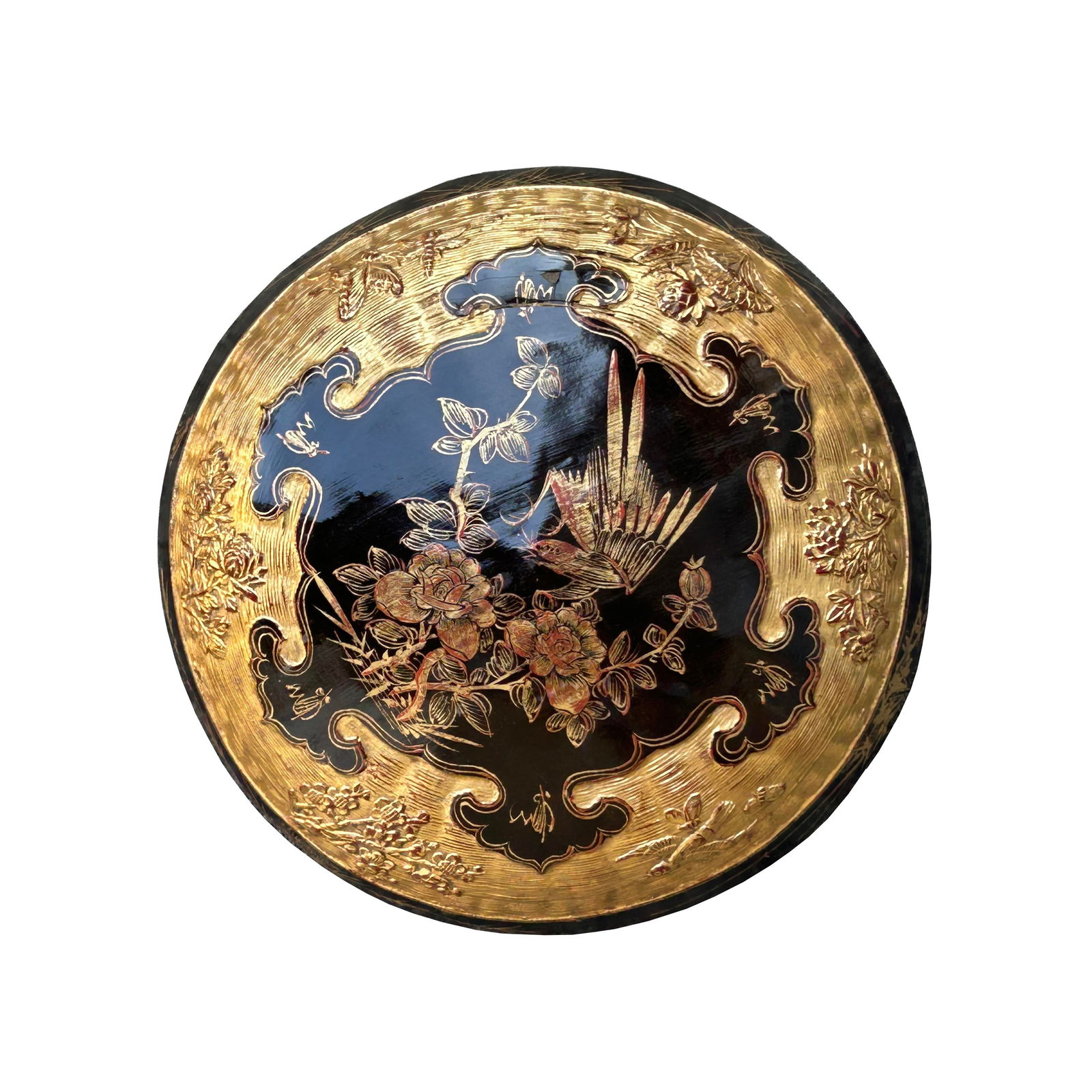 Vintage Oriental Black Golden Graphic Stack Wedding Basket Display - 5