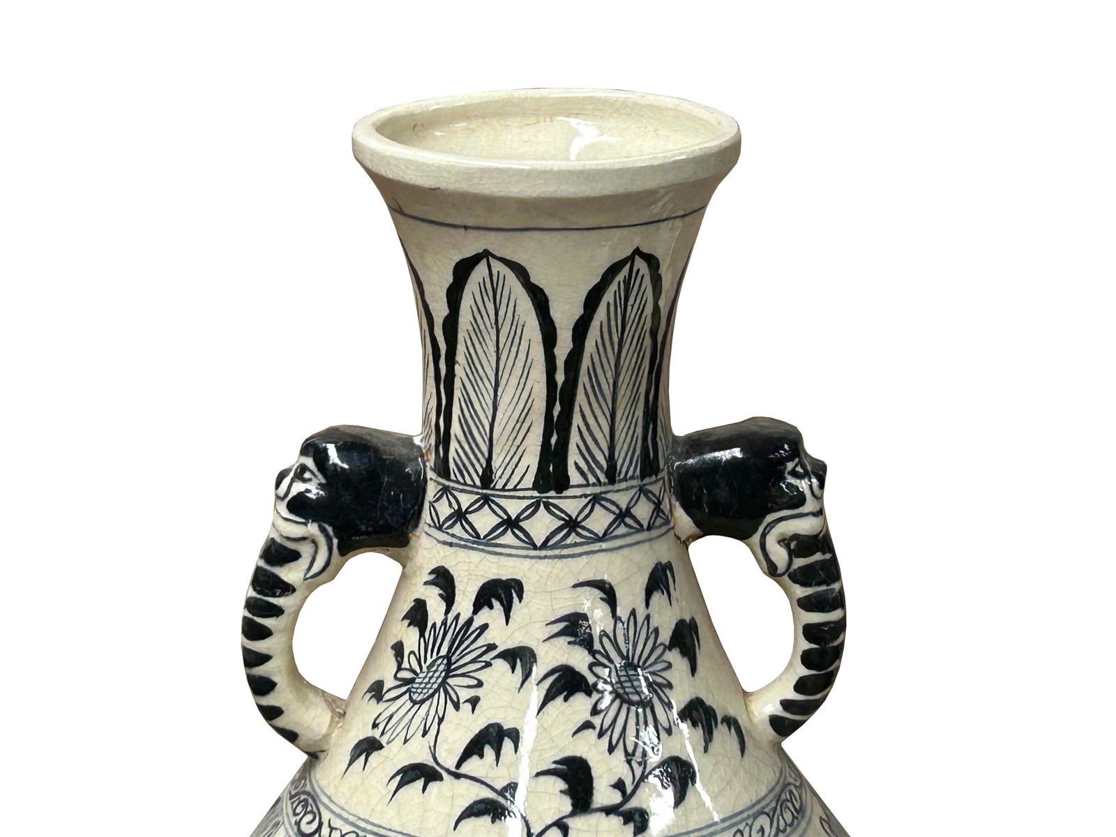 Oriental Cream White Color Blue Eight Immortal Theme Porcelain Vase Art - 16