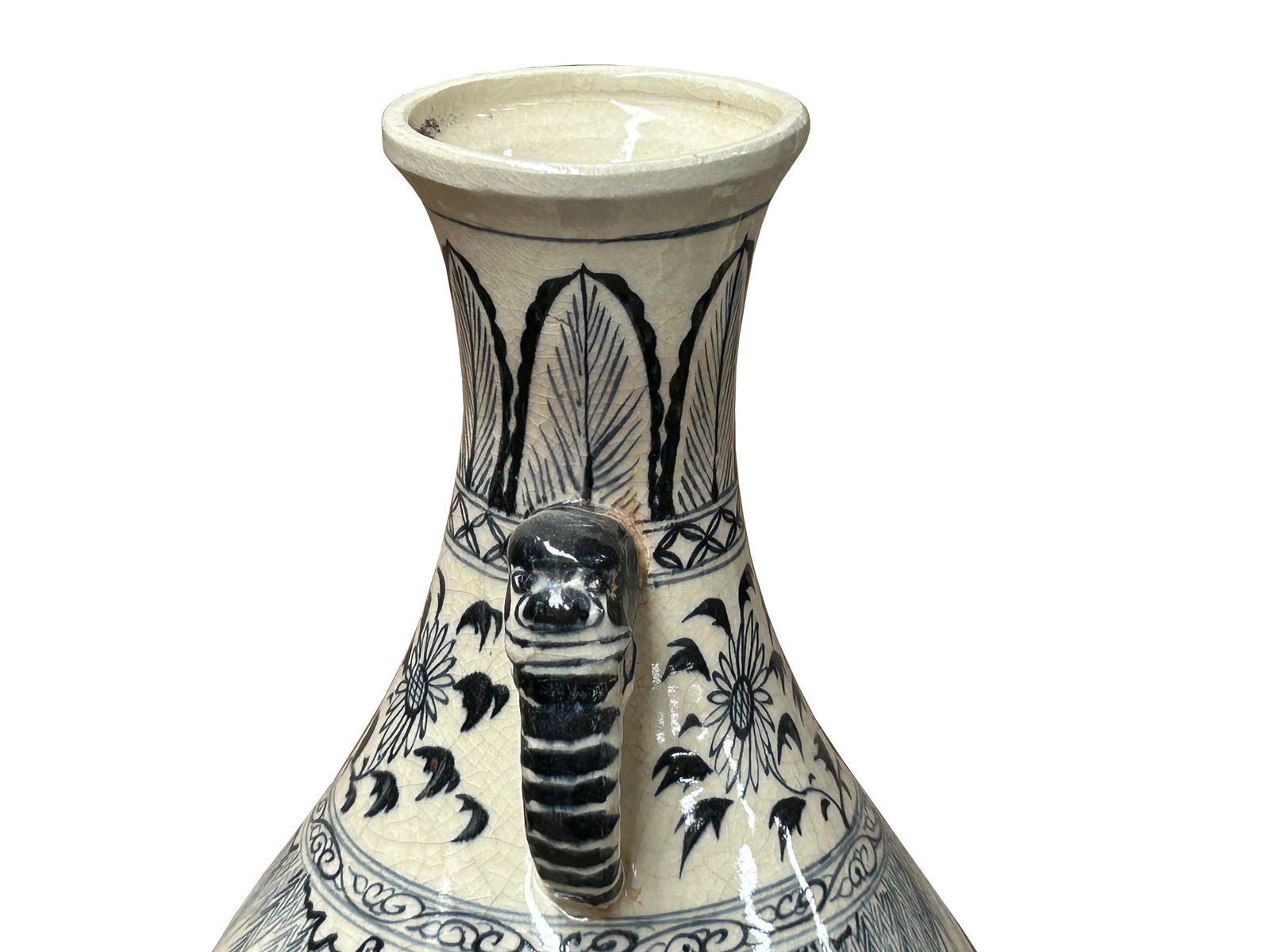 Oriental Cream White Color Blue Eight Immortal Theme Porcelain Vase Art - 7