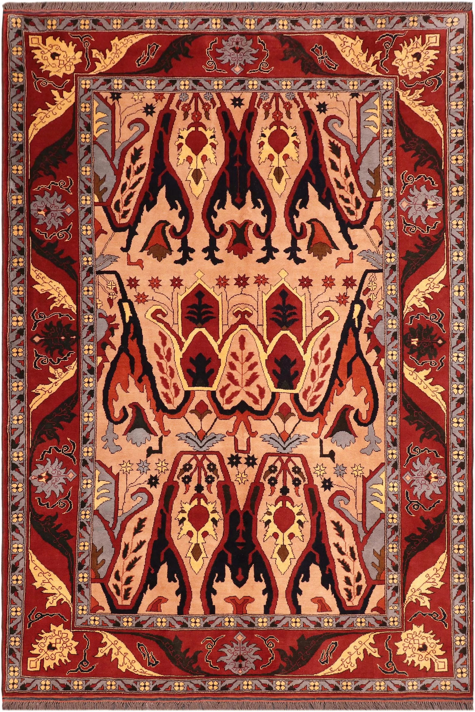 1980s 1980s Vintage Rustic Kargahi Tan/Red Hand Knotted Rug - 9