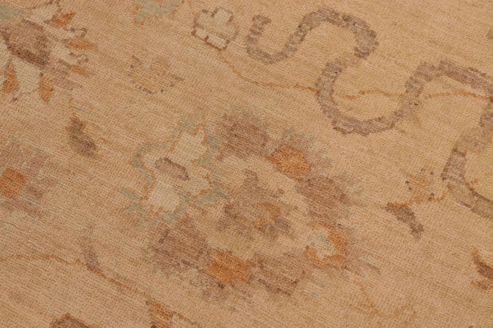 1990s Bohemian Sun Faded Tan/Brown Hand Knotted Wool Rug - 7