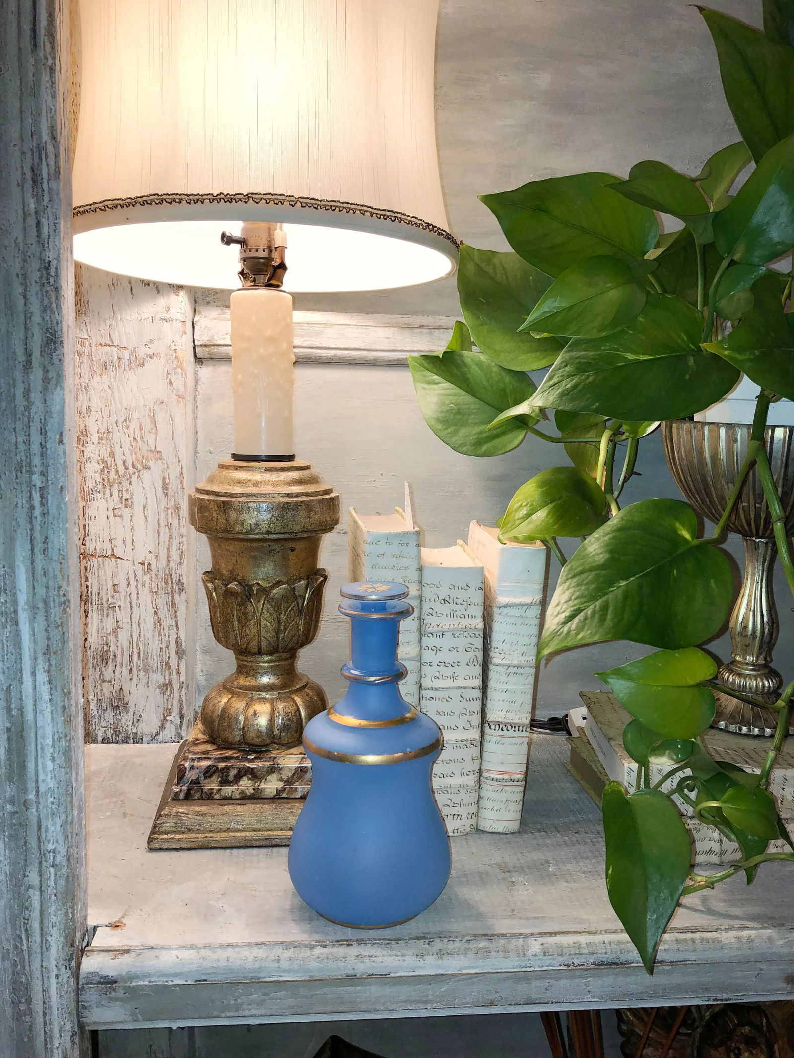 Antique French Blue Opaline Decanter - 2