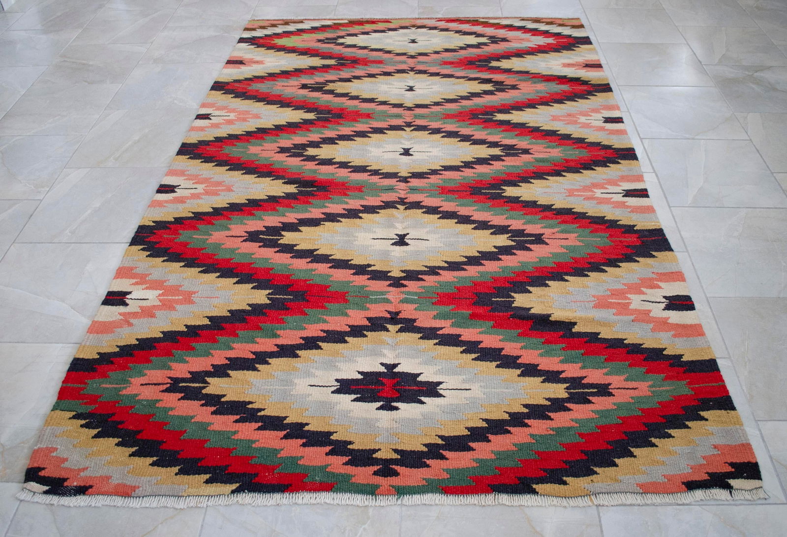 Vintage 5x8 Ft Turkish Rug Kilim – Tribal Living Room Decor Bohemian Style Rug - 13