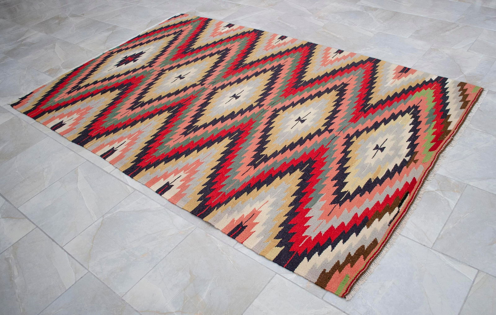 Vintage 5x8 Ft Turkish Rug Kilim – Tribal Living Room Decor Bohemian Style Rug - 14