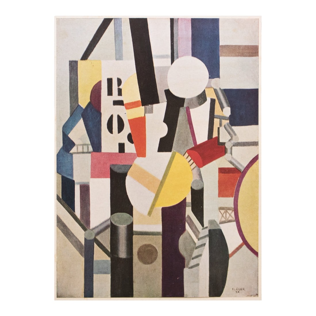 1948 After Fernand Leger "Composition", First Edition Period Offset Lithograph: An excellent period offset lithograph, print, of the painting Composition (1920) by Fernand Léger. Comes from a First Limited Edition art folio published by Editions Du Chene in Paris, France in