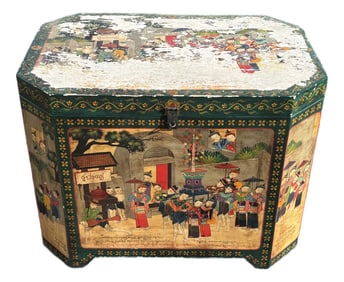 Late 19th / Early 20th Century Thai Travel Trunk - Octagonal, Original, Artisan Paint and Constructi