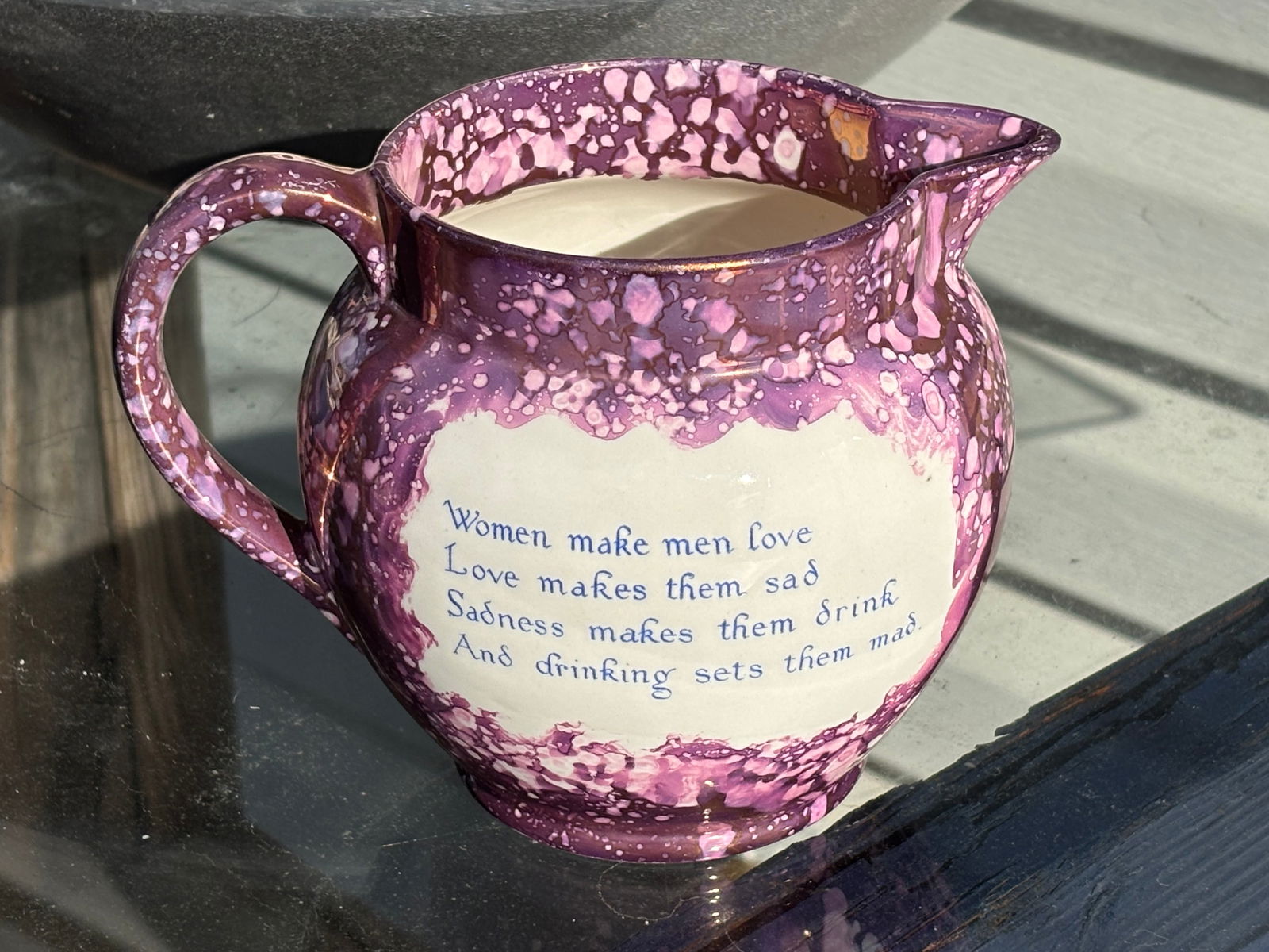 Late 19th C English Transferware Sponge Finish Jug / Pitcher - The British Flag - 2