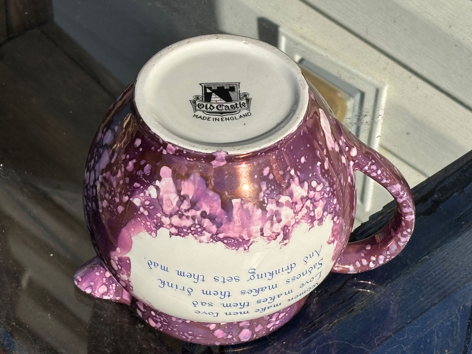 Late 19th C English Transferware Sponge Finish Jug / Pitcher - The British Flag - 4