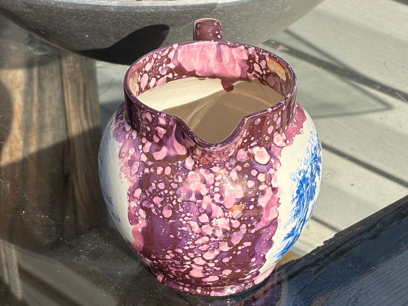 Late 19th C English Transferware Sponge Finish Jug / Pitcher - The British Flag - 5