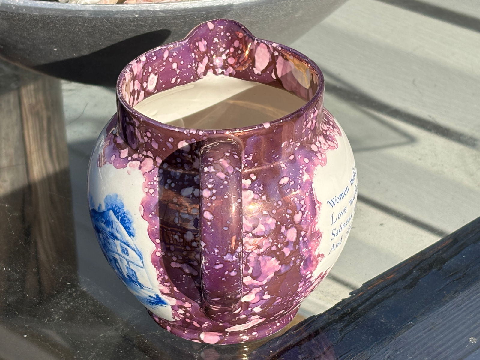 Late 19th C English Transferware Sponge Finish Jug / Pitcher - The British Flag - 7