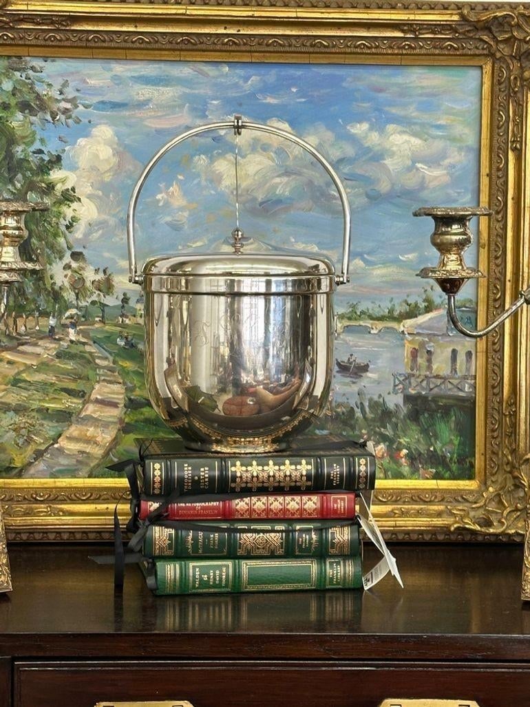 Vintage Sheffield Silverplate Lidded Ice Bucket With Pyrex Insert - From the Estate of Susie Hilfige - 2