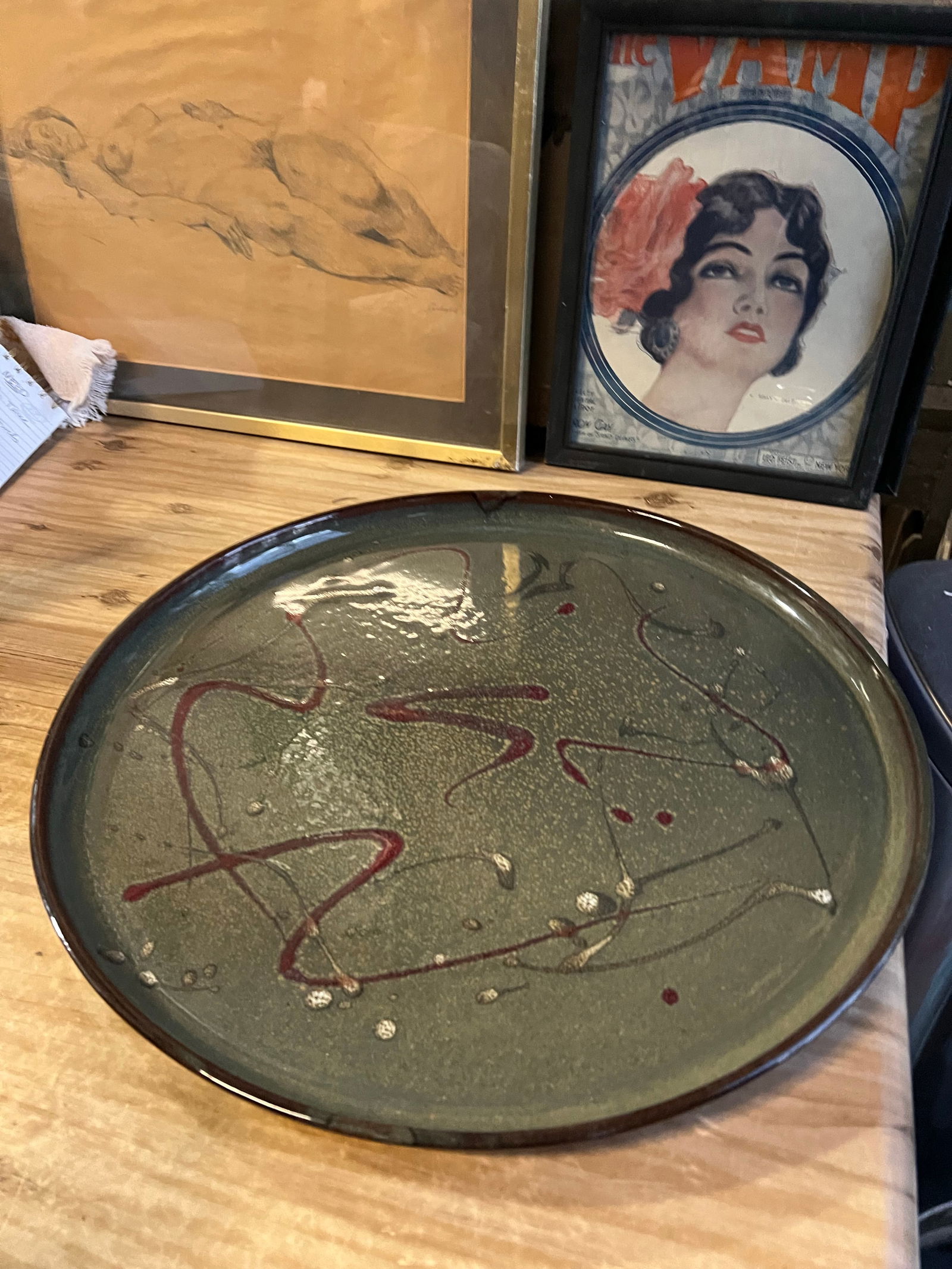 1970s Abstract Pottery Splatter Paint Style Tray - 2