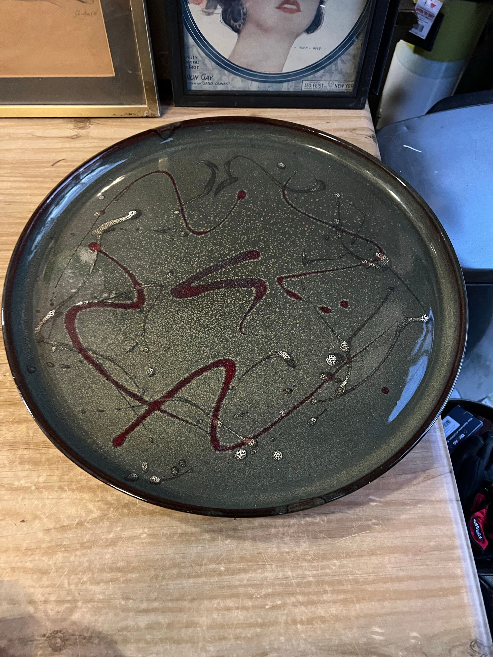 1970s Abstract Pottery Splatter Paint Style Tray - 5