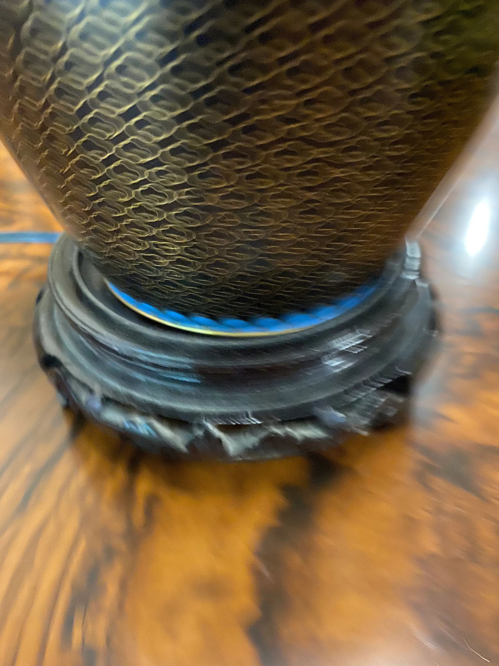 1970s Asian Black Lamp With Cherry Blossoms - 2