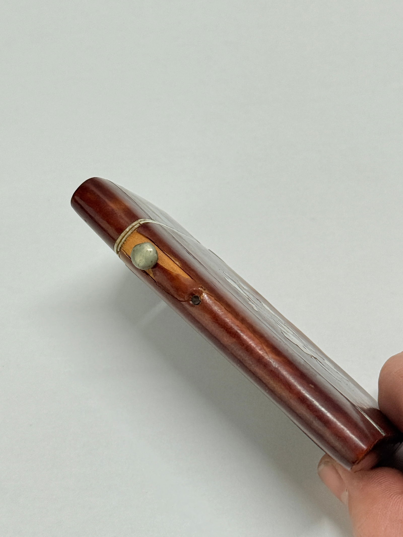 Inlaid Faux Tortoiseshell and Mother-of-Pearl Card Case With Floral Motif - 4