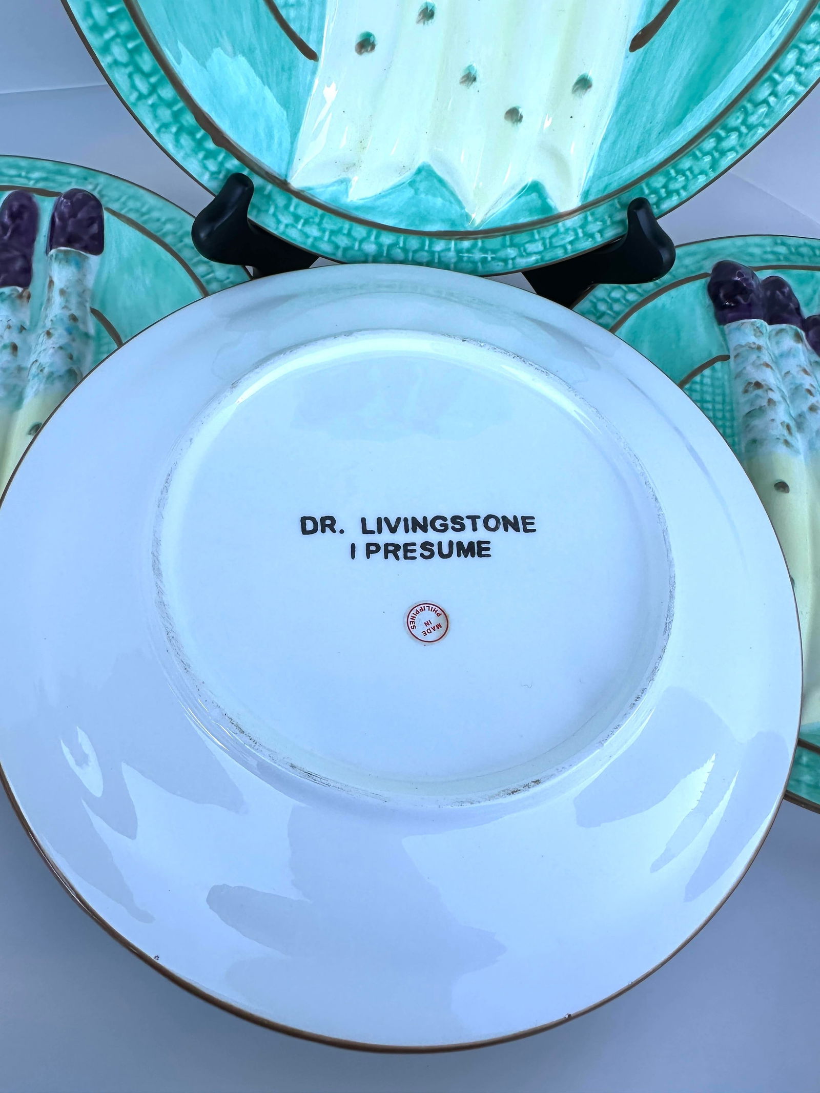 Set of 4 Vintage Majolica Asparagus Plates - 5