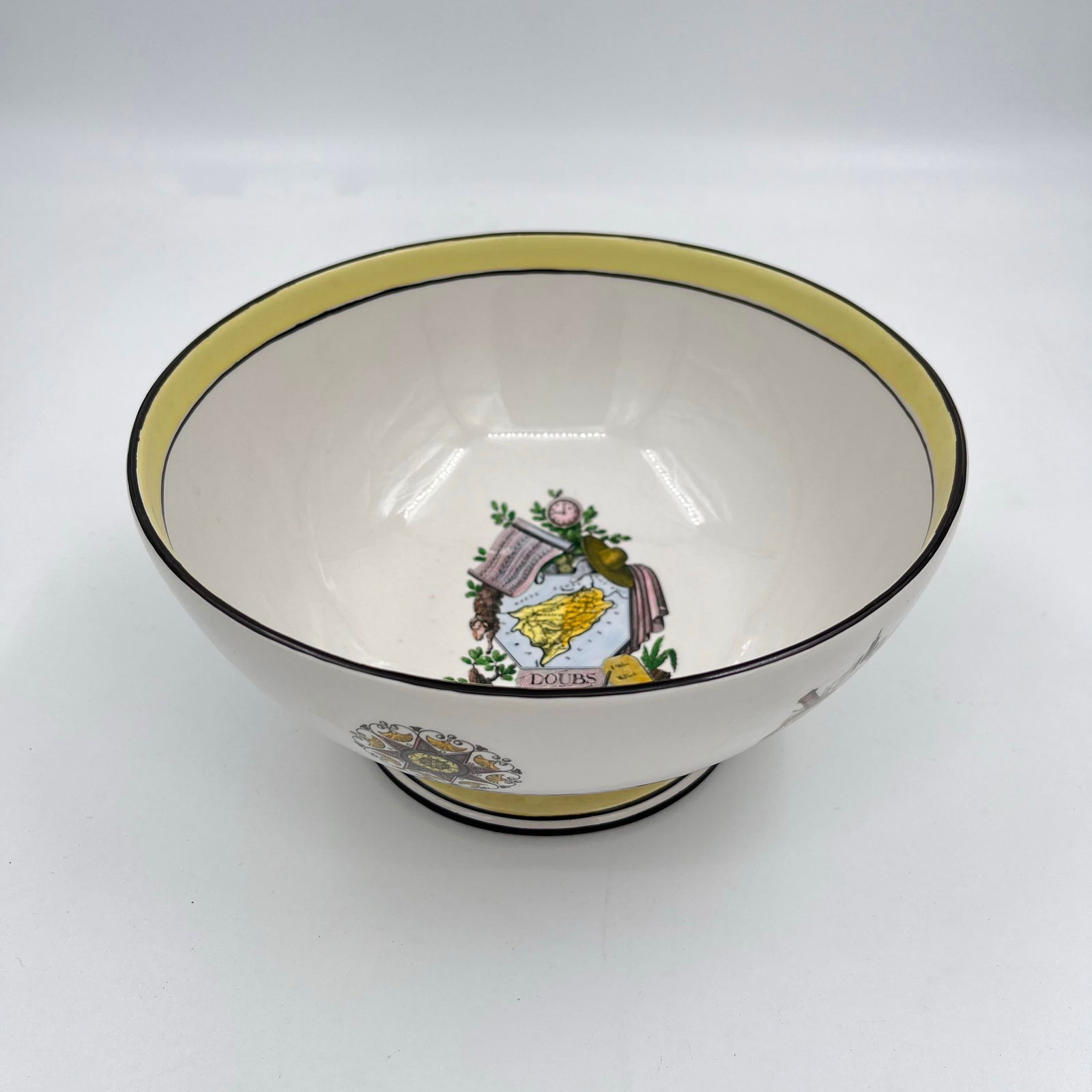 Vintage Mottahedeh Footed Bowl Featuring Maps & Rivers of France - 2