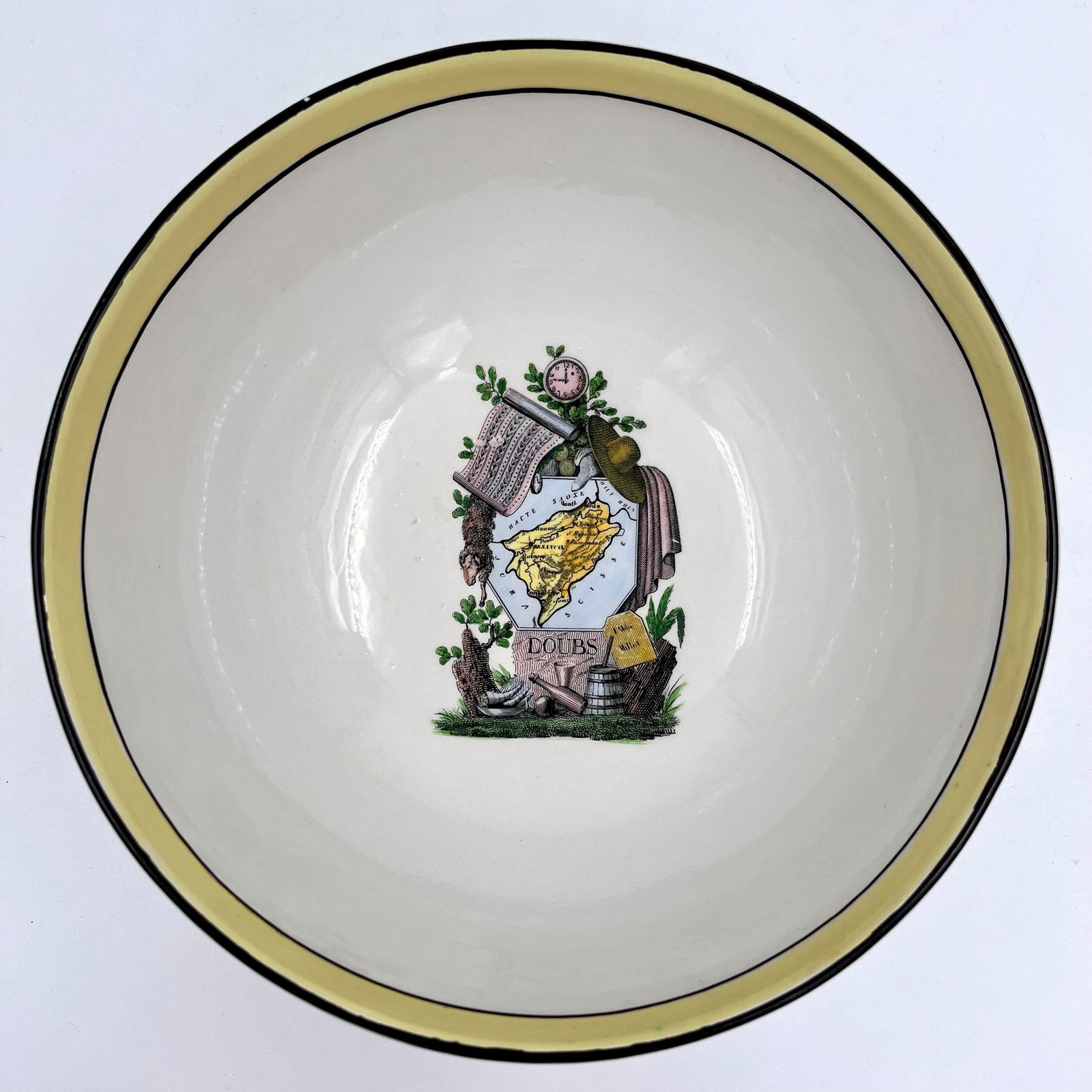 Vintage Mottahedeh Footed Bowl Featuring Maps & Rivers of France - 3