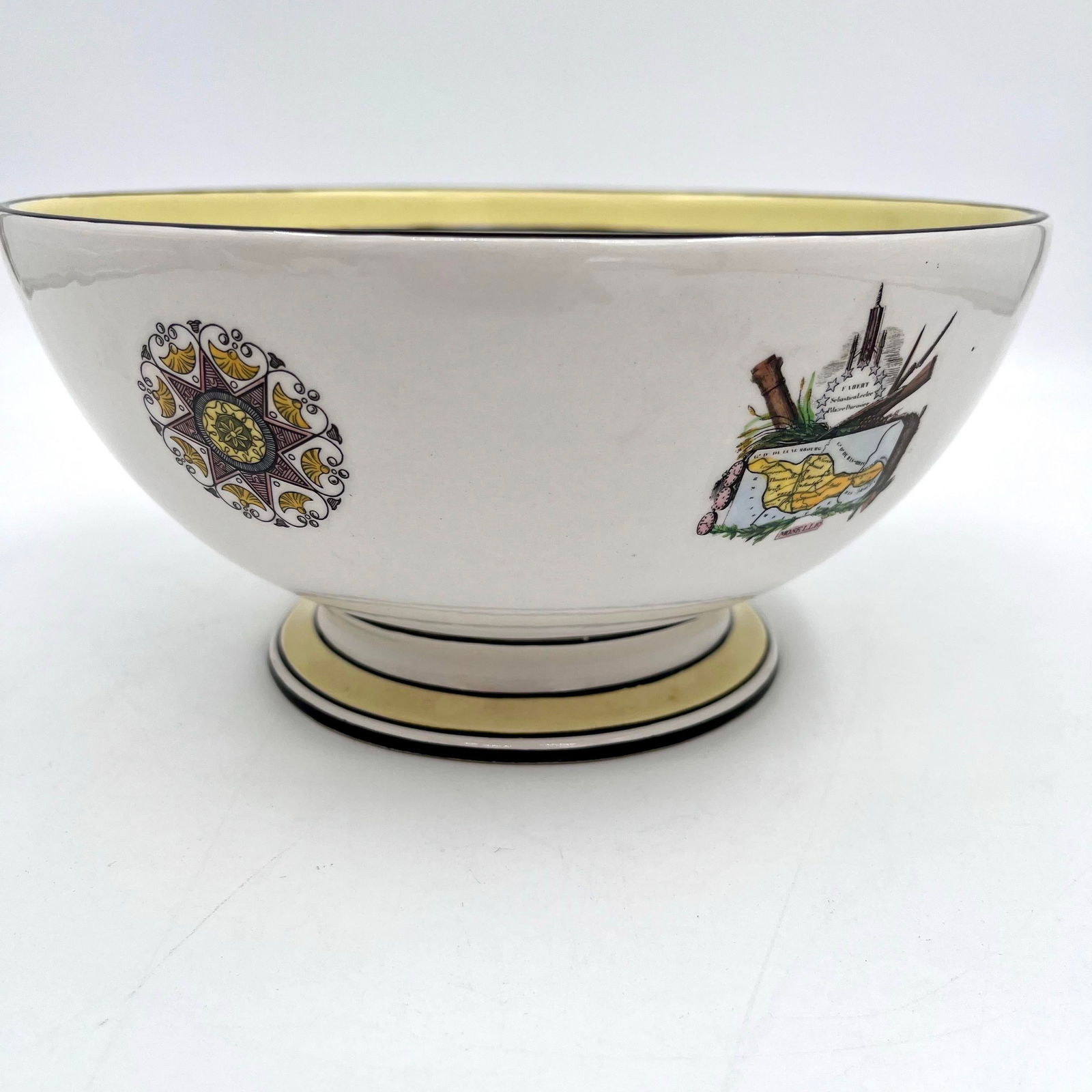 Vintage Mottahedeh Footed Bowl Featuring Maps & Rivers of France - 9