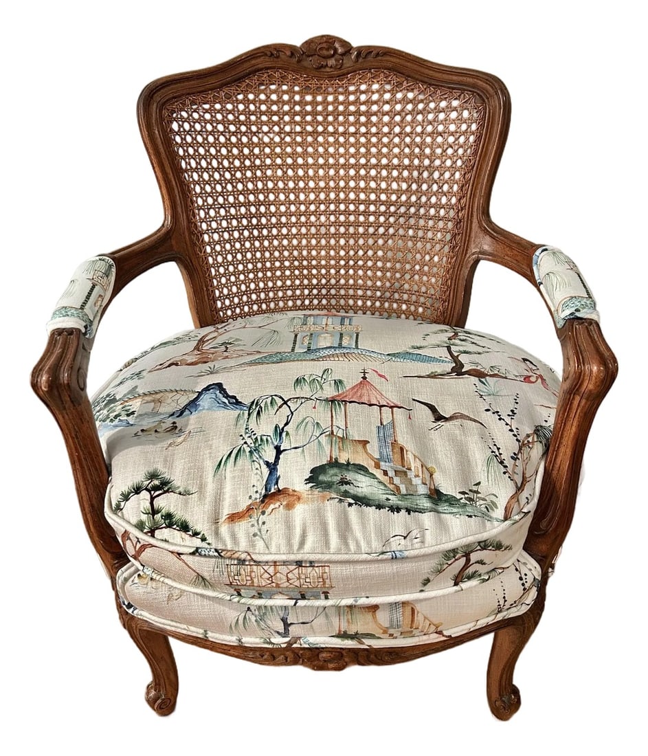 Early 20th Century Louis XV French Style Fauteuil With Caned Back and Down Cushion (1 of 12)
