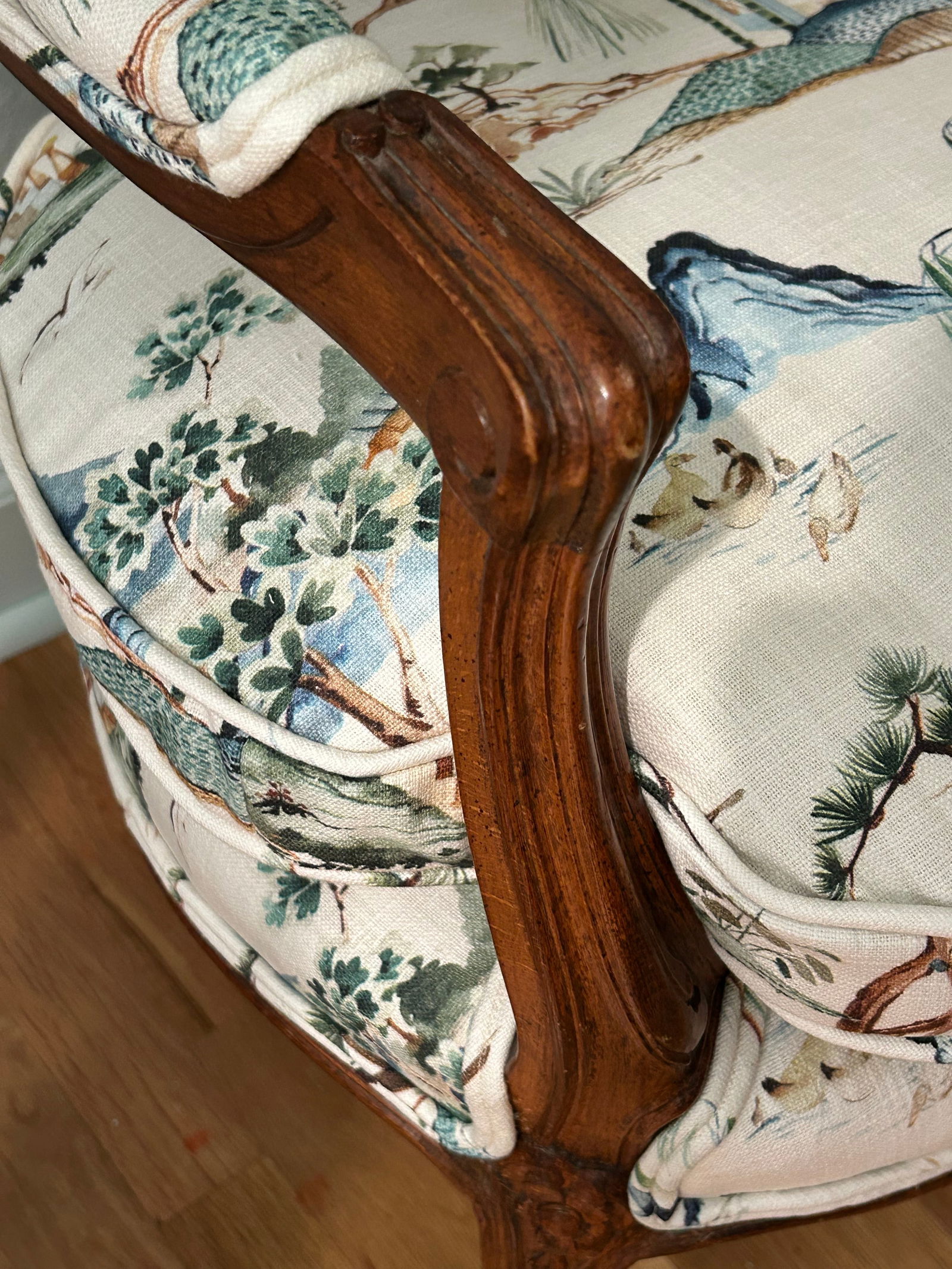 Early 20th Century Louis XV French Style Fauteuil With Caned Back and Down Cushion - 5