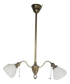 Early Electric Brass Two Arm Chandelier Made in Usa Circa 1900/20's