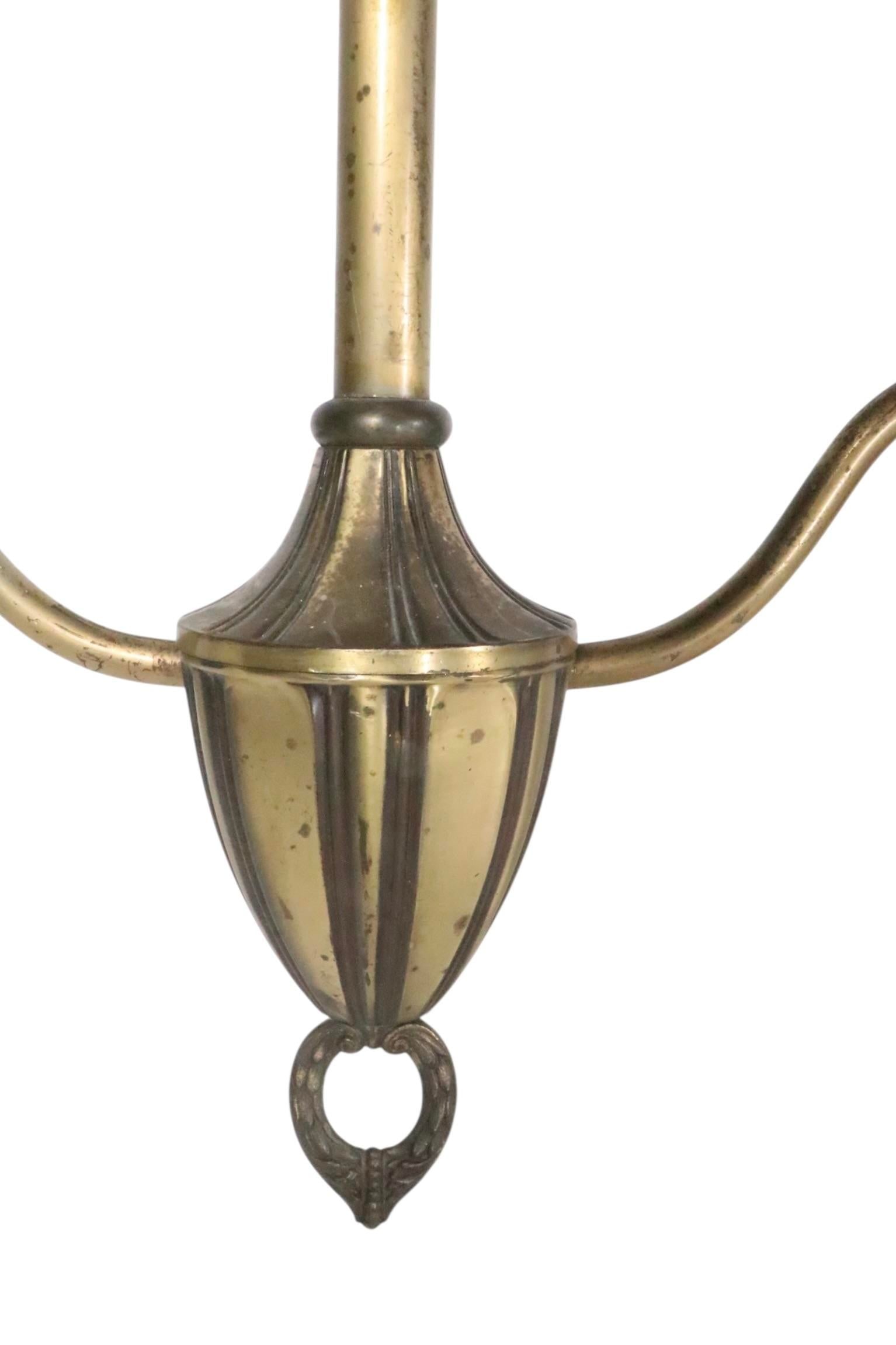 Early Electric Brass Two Arm Chandelier Made in Usa Circa 1900/20's - 4