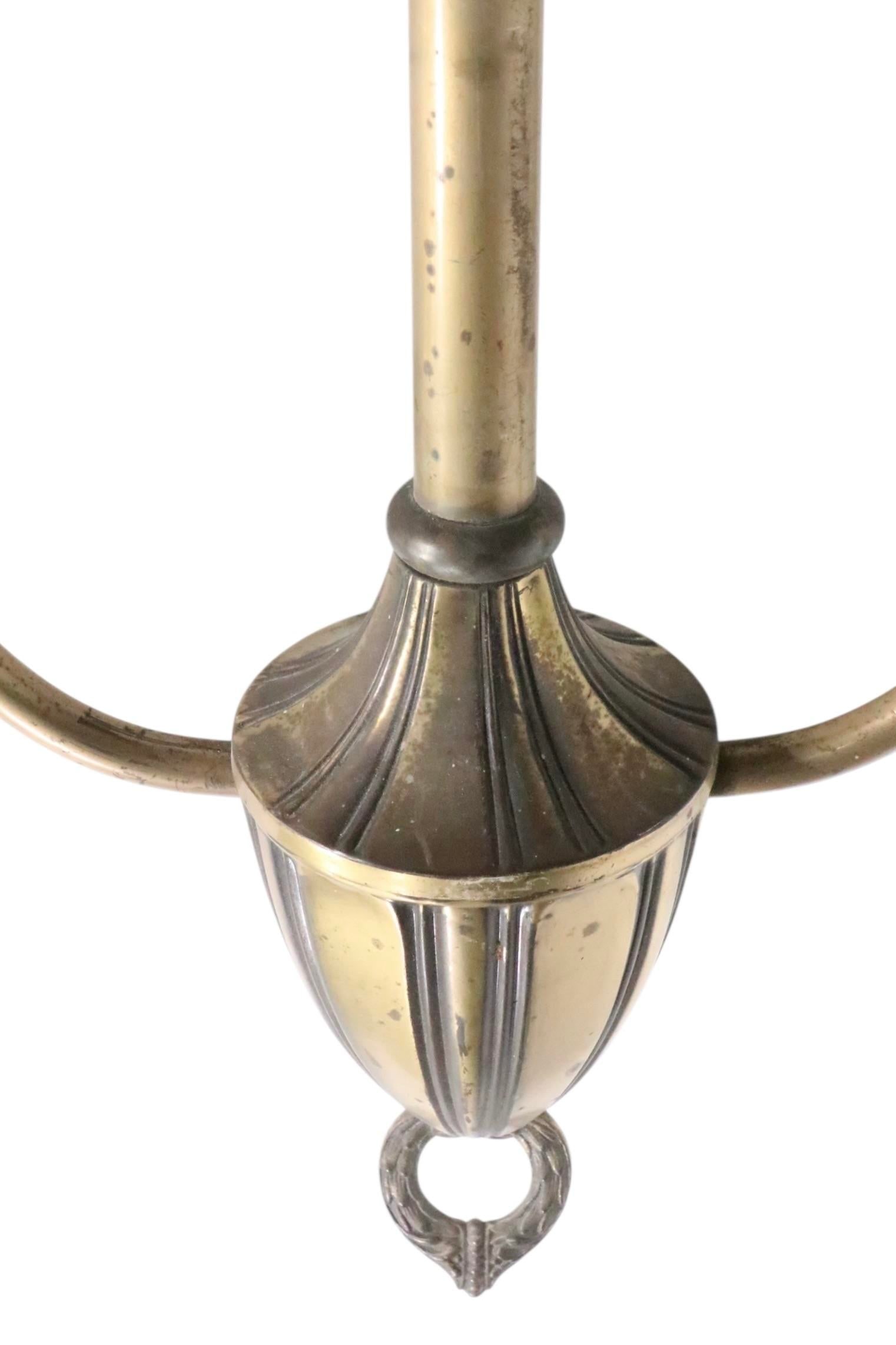 Early Electric Brass Two Arm Chandelier Made in Usa Circa 1900/20's - 6