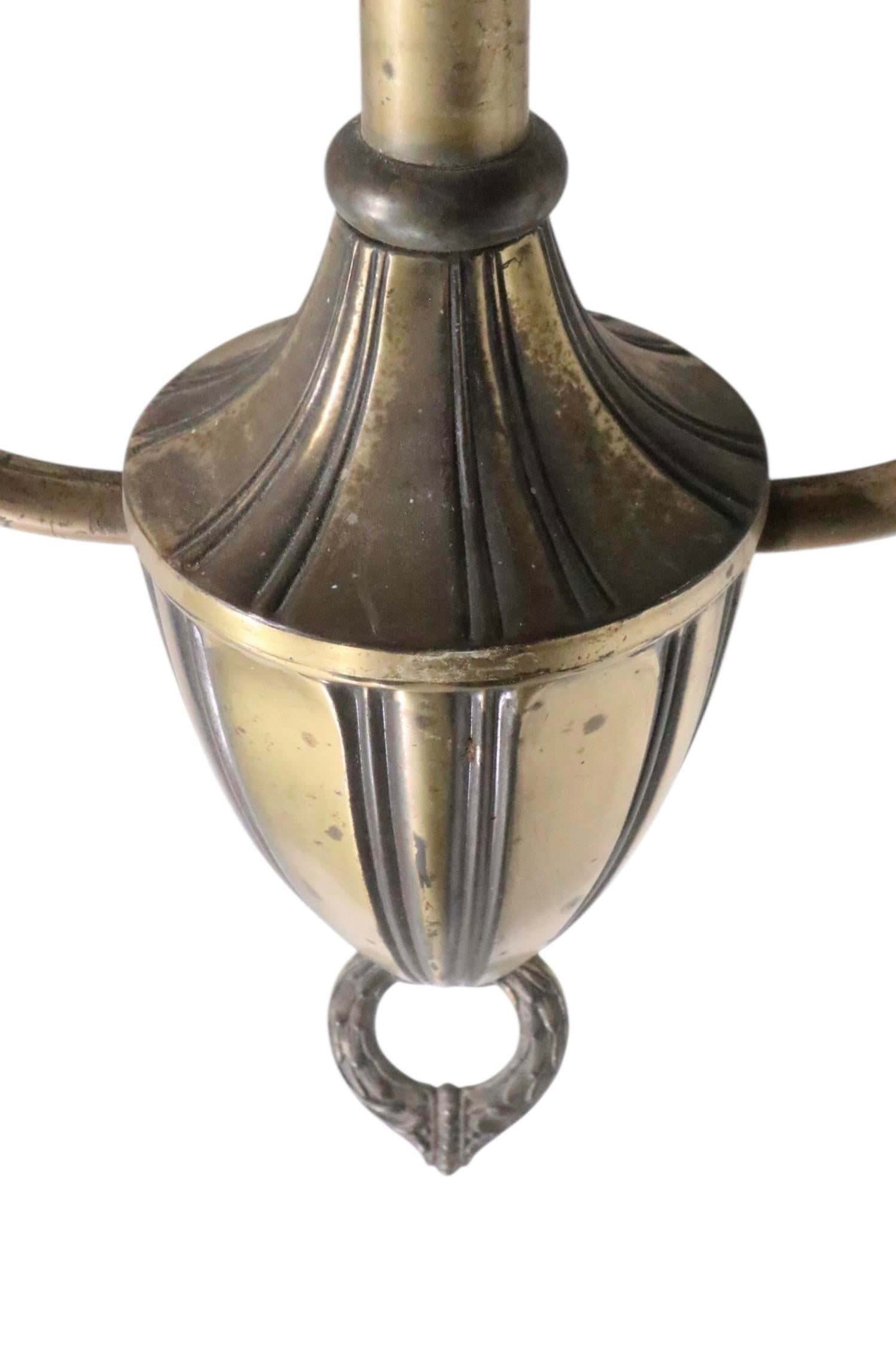 Early Electric Brass Two Arm Chandelier Made in Usa Circa 1900/20's - 9